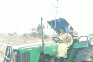 mla Haripriya driven the tractor  at tekulapalli