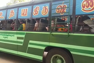 Government buses operated in Madurai for people workers