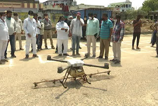 mayor gunda prakash rao started Through the launch of chemical spray by drone