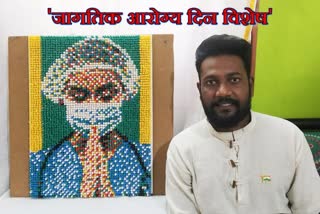 artist chetan raut make portrait of doctors by using push pin