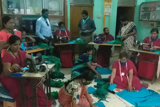 Dwakra women making masks in Tenali