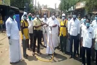 tiruvallur mla offered two tractor antiseptic sanitize