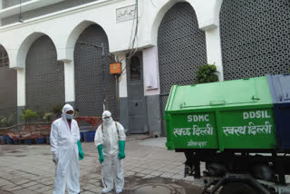 SDMC sanitizing nizamuddin markaz building and its near by regions in delhi