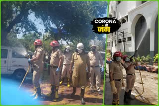 Fire personnel sanitize Nizamuddin Markaz and surrounding areas corona virus