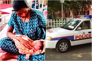 pregnant woman admited in hospital by police van