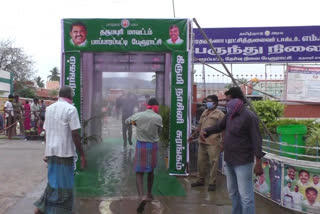 Disinfection tunnel set up at Dharmapuri  vegetable market