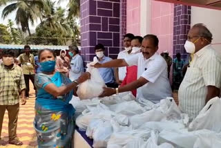 Distribution of meals to beggars in East Godavari district