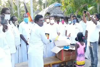 dmk candidate given corona relief for people in thanjore district