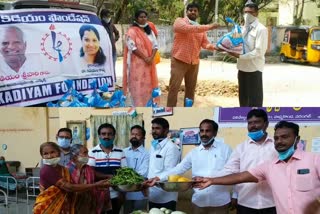 Charities distributed food items for poor people and old age homes at hanmakonda town warangal urban district