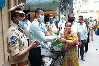 groceries distribution to poor people at narayanaguda in hyderabad