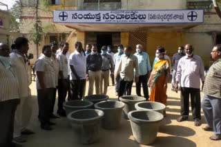 donors provided   water tubs for animals at anantapur