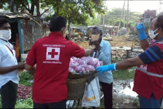 Distribution of masks by Indian Red Cross at vizianagaram