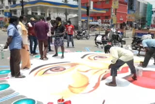 trichy artist given Corona awareness through painting