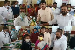 revenue employees union distributed food items at idl bollaram sangareddy district