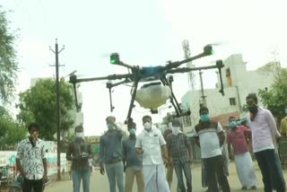 in Avaniyapuram Disinfectant sprayed by drone