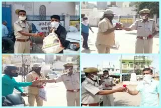 Taranagar Police gave rose, चूरू में लॉकडाउन