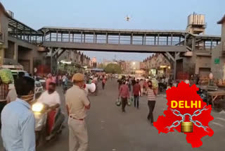 Special arrangement of East Delhi Police for social distancing in Ghazipur vegetable market due lockdown