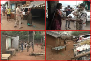 police distribute food to people in rayagada