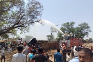 fire in Kushwaha's base, धौलपुर में आग