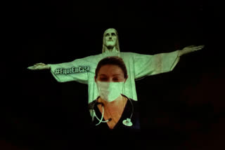 Brazil's Christ the Redeemer lit up to honour medics