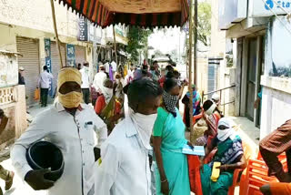 People lining up at the banks at parkal warangal rural