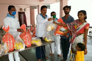 Distribution of essentials under the direction of Satyasai Seva Samiti