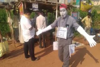 corona awareness in bhubaneswar by artist