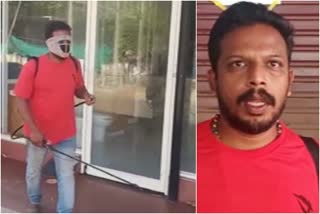 covid kerala battle news peringamala native sanitizing trivandrum covid 19 news praveen sanitizing peringamala പെരിങ്ങമ്മല സ്വദേശി പ്രവീണ്‍ തിരുവനന്തപുരം കൊവിഡ് സമൂഹ അടുക്കള പെരിങ്ങമ്മല പ്രവീണ്‍ പെരിങ്ങമ്മല