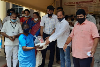 Distribution of groceries kit to Mangalore municipality workers