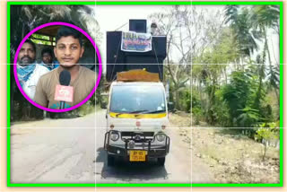 Tent House manager educating to the people on corona virus at Nagul lanka in east godavari