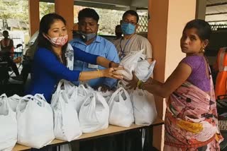 Morigaon Mayor distributed food on the occasion of hat bihu