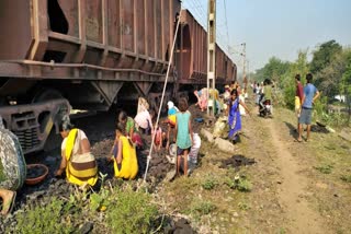 Derailed goods train