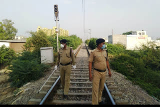 Police patrolling for safety of railway line