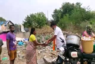 bjym leader distribution food to poor people in hyderabad