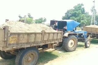 Illicit sand transport tractors are seized by g. sigadam police in srikakulam