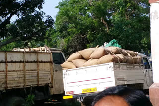 Police seized 8 vehicles loaded with food grains