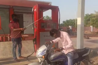 Disinfection on petrol pump in nandurbar