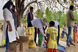 distributed food grains to 300 poor and disabled families