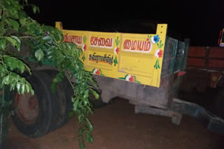 trucks seized near in annavasal for illegally carrying sand