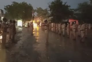 'Flag march' by jat police in heavy rains