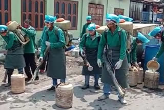 Tea garden workers sanitized