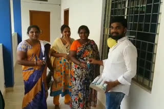 Distribution of sanitizers on the occasion of TDP chief' chandrababu naidu birthday in westgodavari