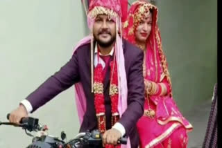 marriage on bullet motorcycle