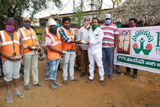 food distributed to sanitation workers at jangareddygudem