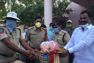 Provision of rice and essentials to police in kanigiri