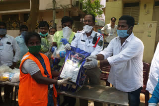 young man distributed daily needs to sanitation workers in vizag