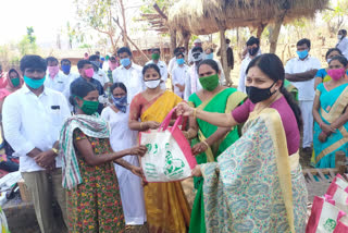 geoceries distribution to triabals in yellandu