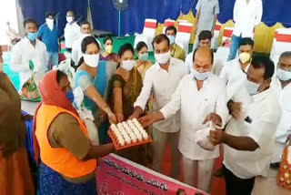 Former MLA distribute the essentials to municipal workers at sangareddy