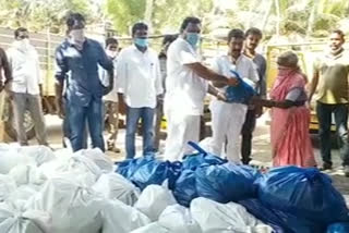 goods distribute to poor people  in east godavari dst by mla kondeti chittibabu