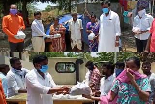 karanam prahalad rao distributed food items and corona kits at red zone areas of pargi